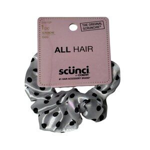 Scunci Polka Dot Satin Scrunchie Black White Hair Tie